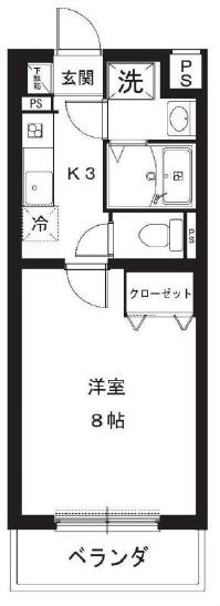 オーシャンブルー 102号室 間取り