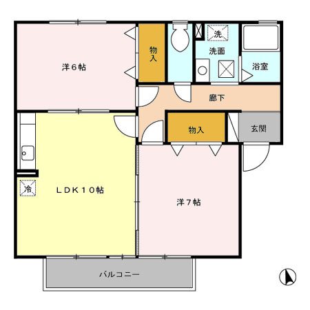 ドリームハイツ カワセⅢ　Ａ 202号室 間取り