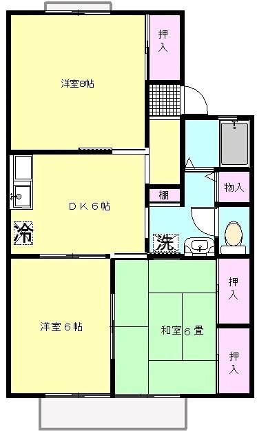 セジュールクレスト 205号室 間取り