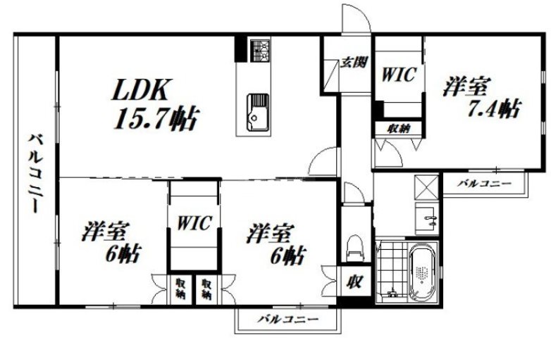 GRANDEUR 101号室 間取り