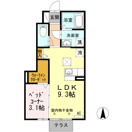 グランドゥール A 108号室 間取り
