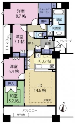 ル・シェモア鴨江Ⅰ 間取り図