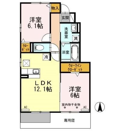 コンフィアンス-フェール　D 102号室 間取り