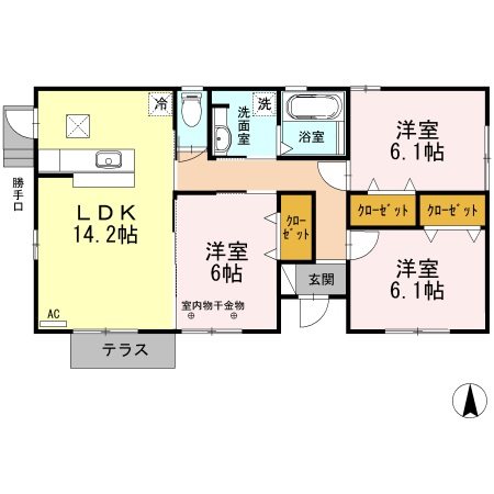 領家貸家　B 間取り図