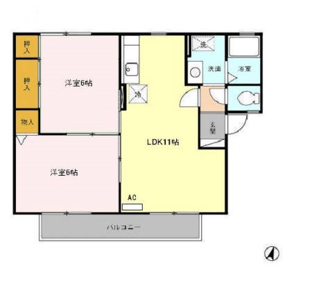 二瀬川ノーバ　Ｂ 202号室 間取り