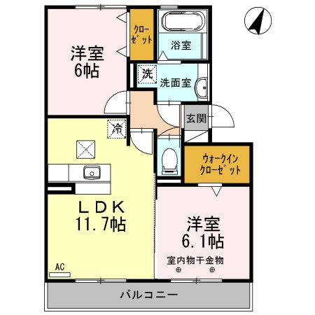 A-Room 102号室 間取り