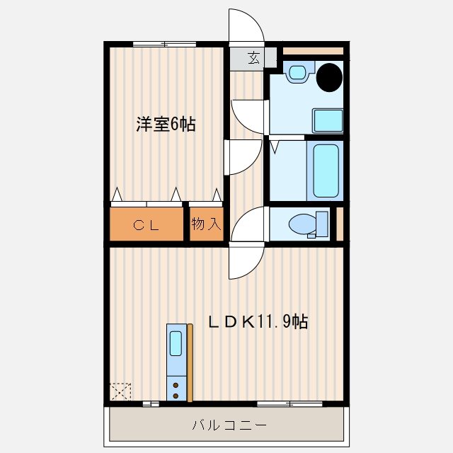 中央ブレイン A102号室 間取り