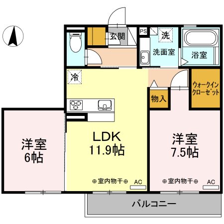 Win's Garden B 202号室 間取り