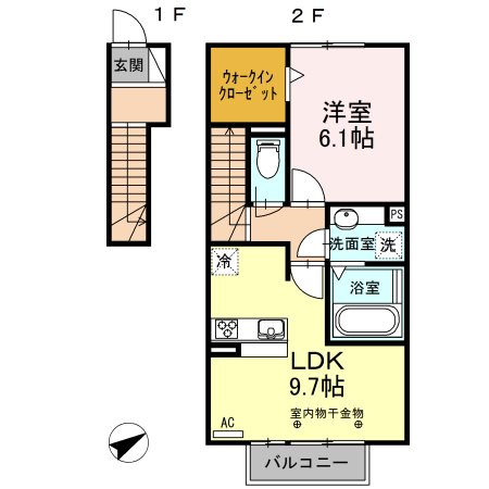 Ｄ－ｒｏｏｍ三方原　B棟 201号室 間取り