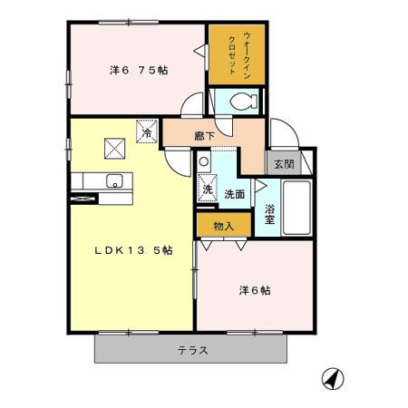 神立の杜 B 102号室 間取り