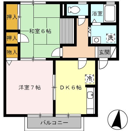 セジュールかあさ 102号室 間取り