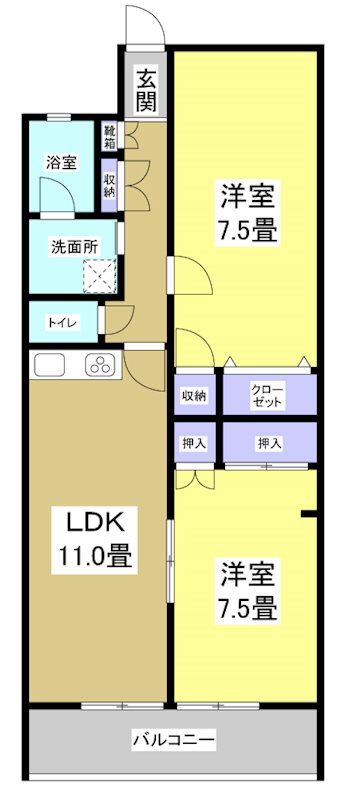 スクエア5 202号室 間取り