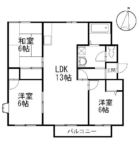 フレグランスタウン 206号室 間取り