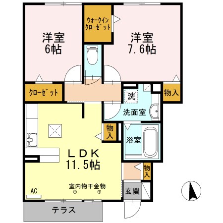 京和楽 103号室 間取り