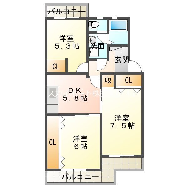 サンパーラ松本 102号室 間取り
