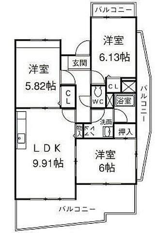 中央ハイツ海老塚 C06号室 間取り