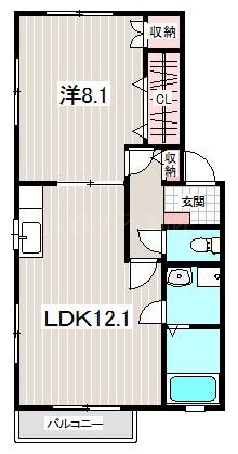 サンフラワー B号室 間取り