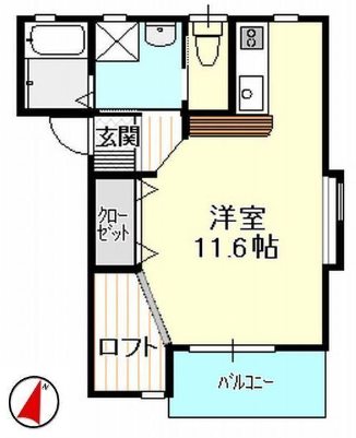 ニューコーポラスＢ B5号室 間取り