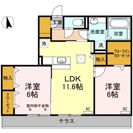 D-room元魚 202号室 間取り