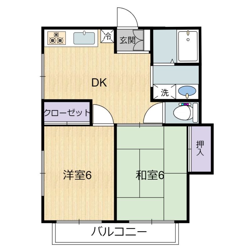 ハイツ住吉Ⅱ D号室 間取り