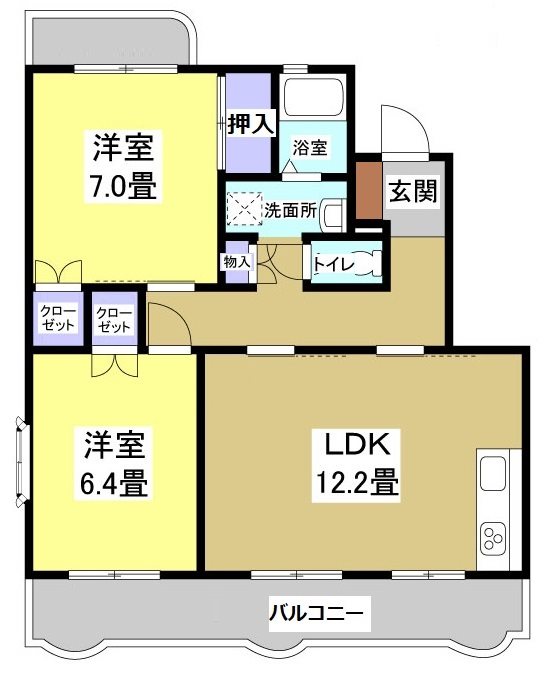 フォンティーヌ 206号室 間取り