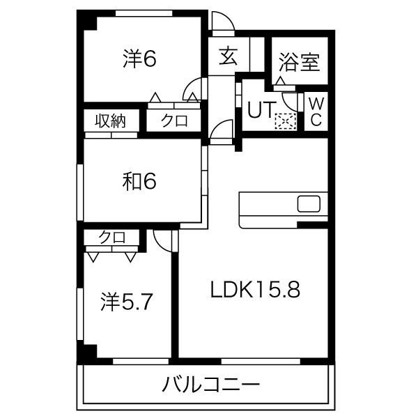 ライフ第5マンション大平台 401号室 間取り