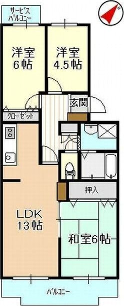 平和ハイツＧ 206号室 間取り