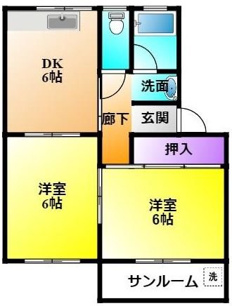 サンハイツ九丁歩Ⅱ 間取り図