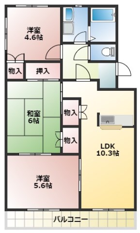 サザンクロス 202号室 間取り