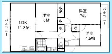 サンハイム竜禅寺 104号室 間取り