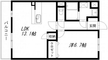 ライクワン蜆塚　 103号室 間取り