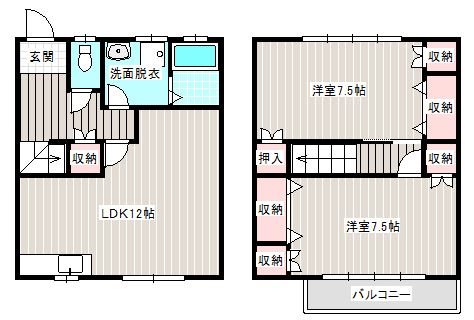 サニーサイドD 102号室 間取り