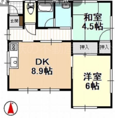 小豆餅4丁目9-5外外貸家 間取り図