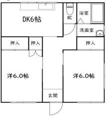 大原町平屋賃貸 E号室 間取り