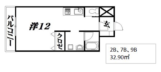 マ・グランⅢ 7B号室 間取り