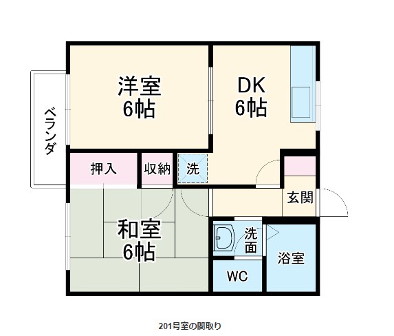リバーサイド大竹A 201号室 間取り