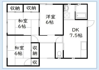 蜆塚3丁目川瀬様貸家 間取り図