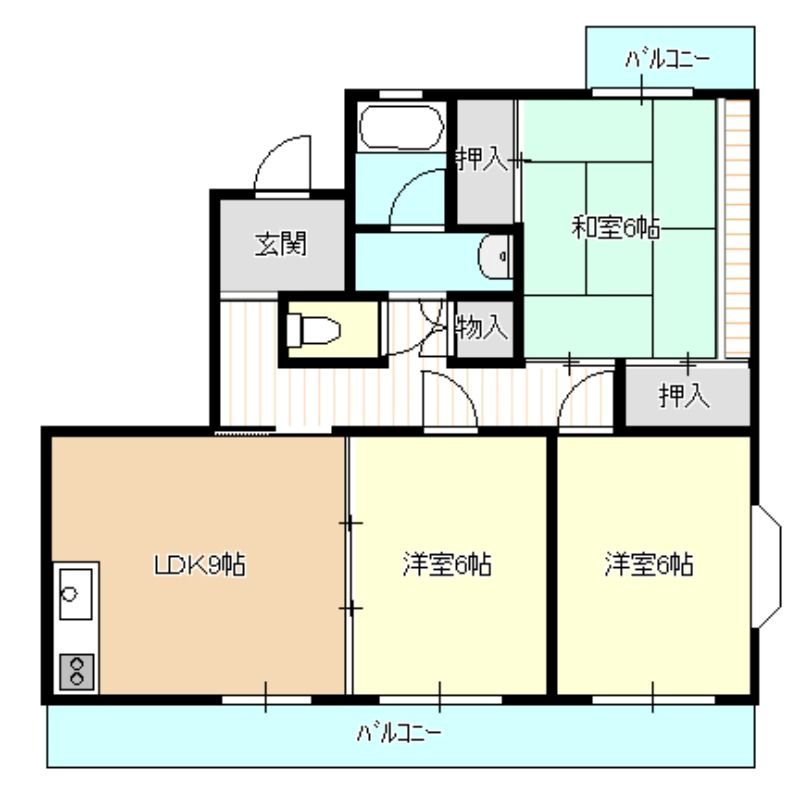 パレス富塚 201号室 間取り