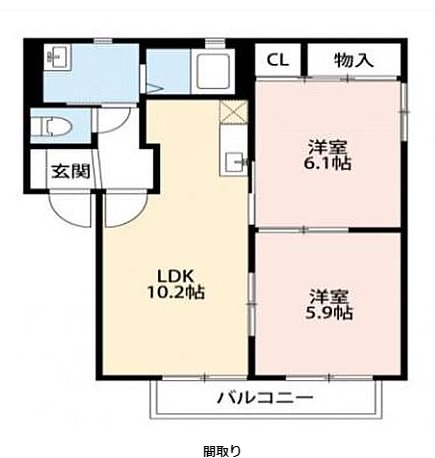 コーポはしもとⅡ 201号室 間取り