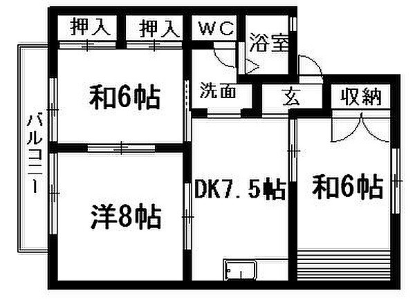 セジュールオクダA 201号室 間取り