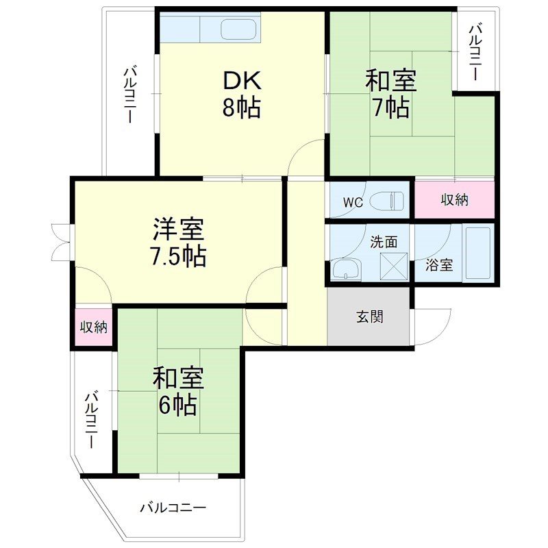 クィーンズコート鴨江 間取り図