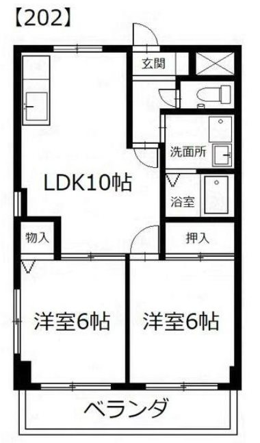 コーポ瀬崎 202号室 間取り