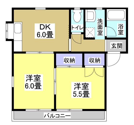 クローバーA 203号室 間取り