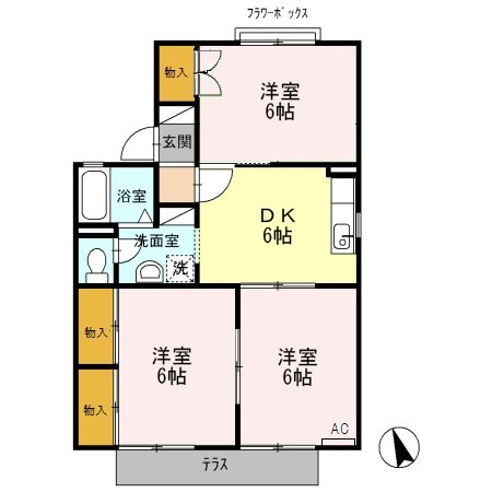 タウンハウス愛野公園　Ｄ 間取り図