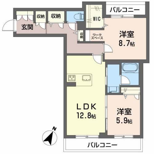 ヴィアソーレ 201号室 間取り