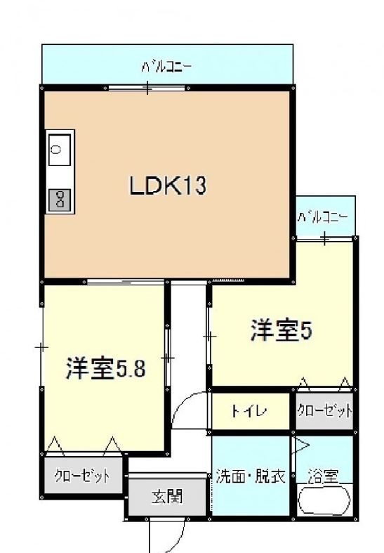 サザンストリート 203号室 間取り