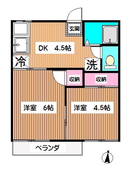 フォーブル神谷A 102号室 間取り