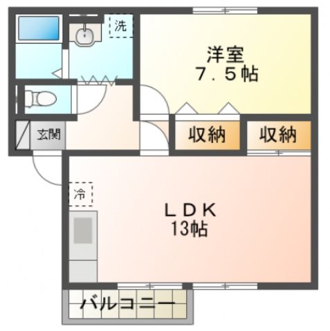セジュールONE 201号室 間取り