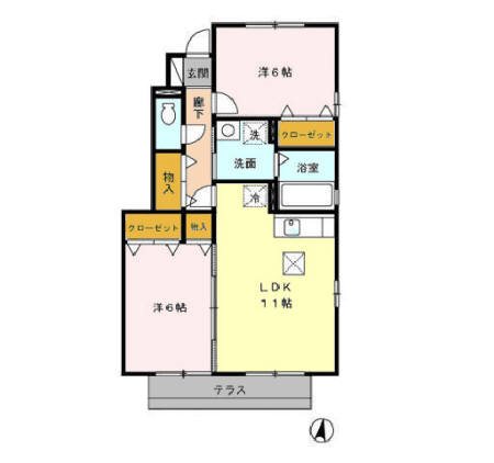 ロイヤルタウン染地台Ａ 101号室 間取り