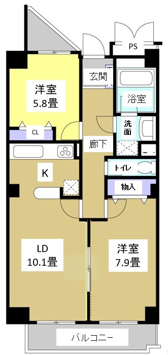 佐鳴湖パークタウンサウス（南館） 0805号室 間取り